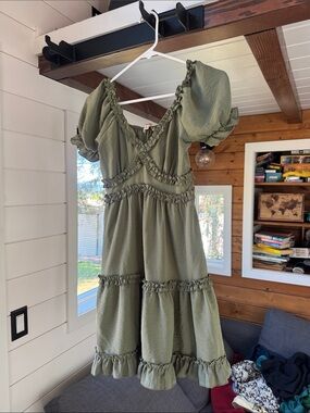 inspired hearts green dress | Dresses | Olive Satin Floral Black floral